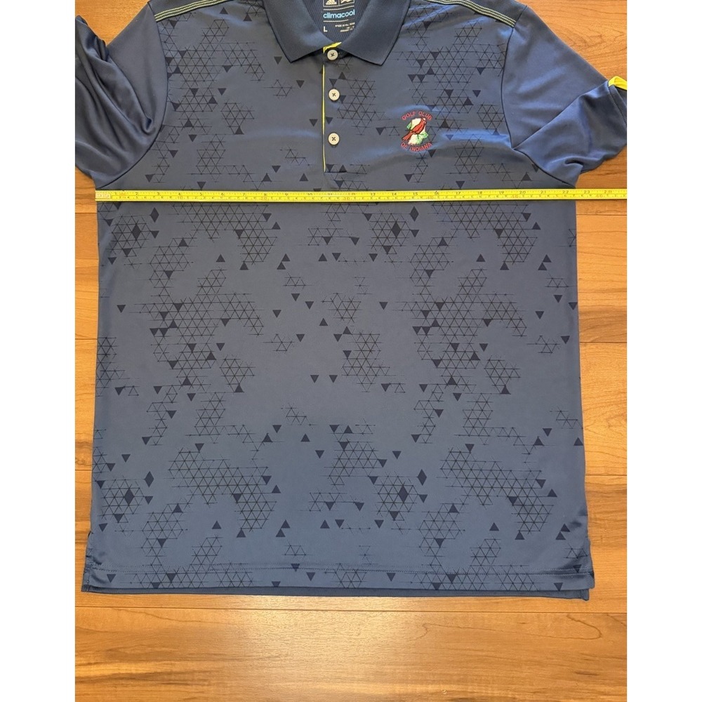 Adidas Climacool Polo Shirt Golf Club of Indiana Blue Yellow Men's Size Large L - Picture 9 of 10